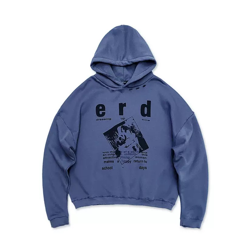 Men's Plus Size Hoodies Men Women Wine Red Vintage Damaged Hole Hoodie Best Quality Oversized Classic Pullovers Hooded