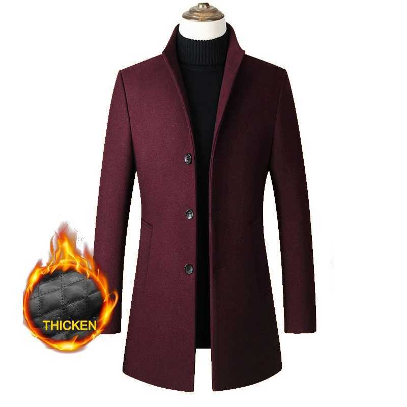 Winter Jacket Men Wool Coat Oversized Solid Stand Collar Thicken Business Casual Overcoat Mens Clothing Woolen Pea Coat A2F9002 X250919 - view 6
