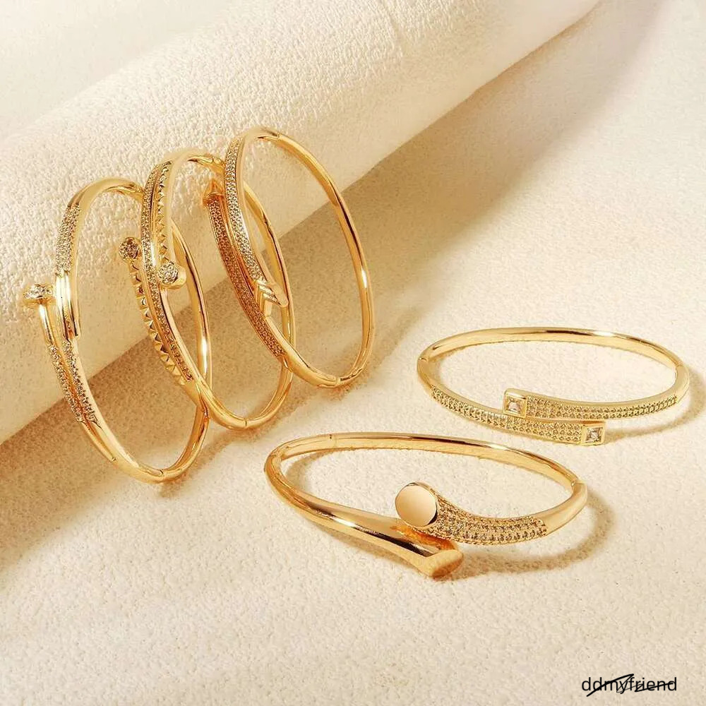 Gold Plated Bracelet Women, Elegant Open Bangle, Cubic Zirconia Cuff, Fashion Jewelry For Wedding & Daily Wear ddmyfriend