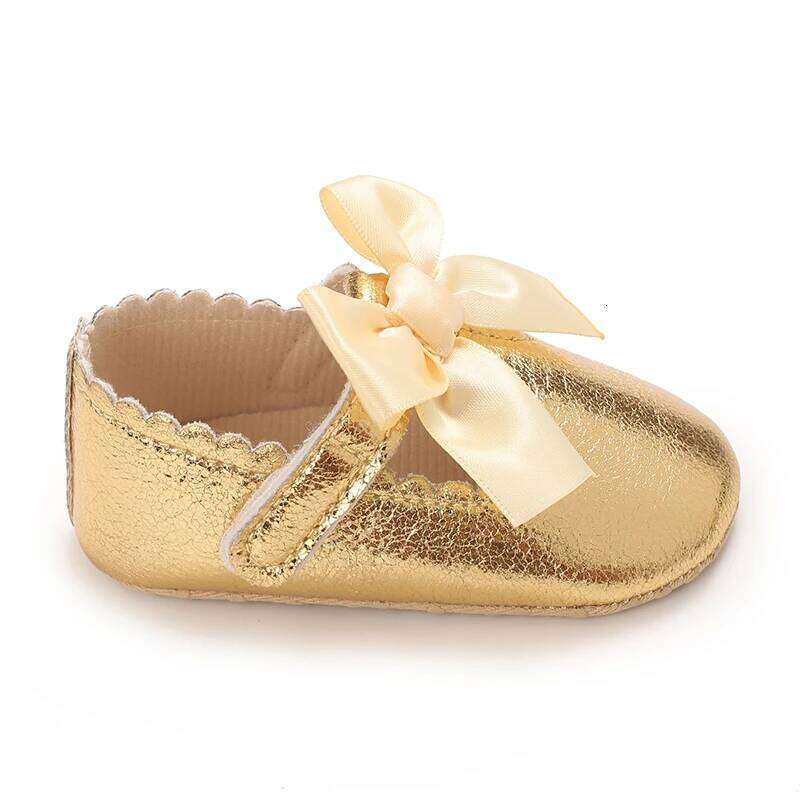 4-color Baby Girl Fashion Solid Color Princess Comfortable Soft Sole Non-Slip Toddler Shoes Cute Bow Baptism First Walker