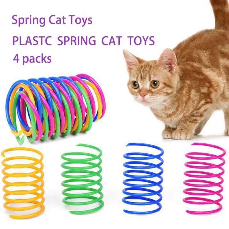 4pcs Kitten Cat Toys Wide Durable Heavy Gauge Cat Spring Toy Colorful Springs Cat Pet Toy Coil Spiral Springs Pet Intera X250918