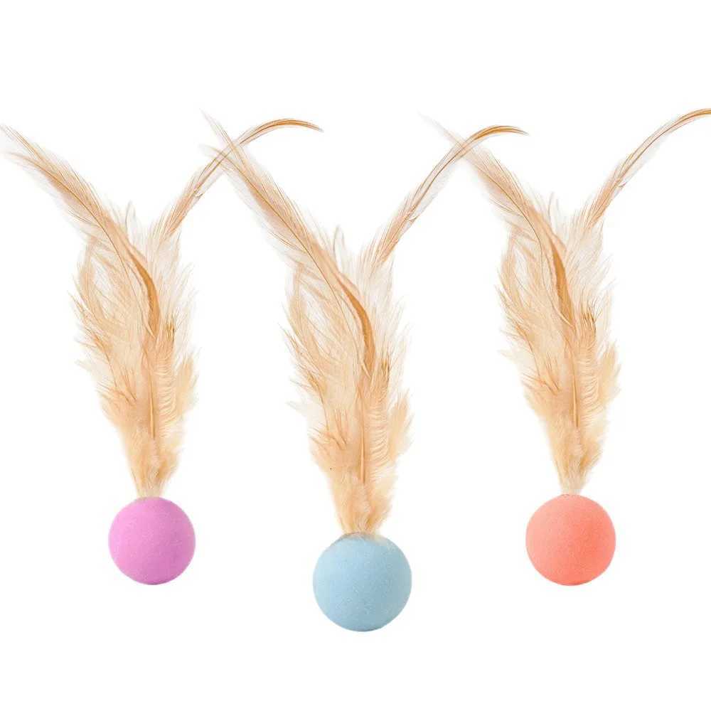 Funny Cat Elastic Ball Toy Interactive Balls Pet Supplies Feather Football Toys Dog Playthings Kitten X250918