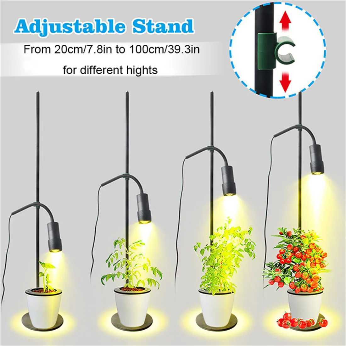 Adjusted Height Zoomable 10W LED Grow Light with 3612H Timmer Desktop Floor 5 Step Dimmable Full Spectrum Plant Growing Lamp C250919