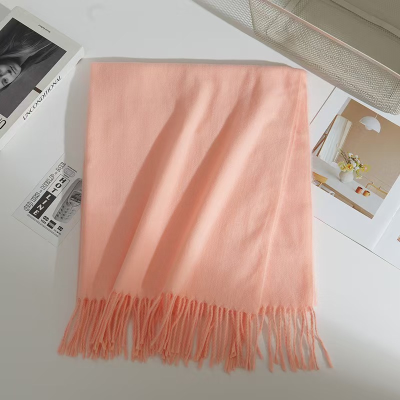 T1781 New Style Solid Color Cashmere Scarf for Women, Autumn/Winter, Korean Style, Versatile, Thick and Warm, Perfect for Couples (Neck Warmer/Shawl)