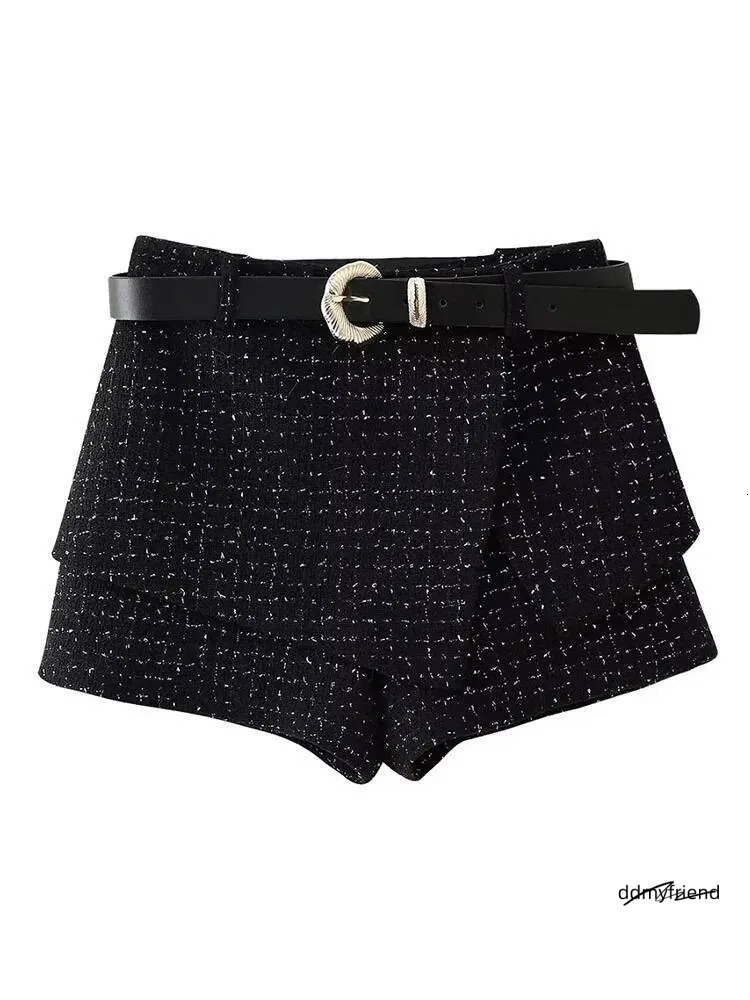 Belt Shorts Skirts Sets For 2 Pieces 2024 New Fashion Tweed Vest Coat Elegant Suit Two Piece Set Women Outfit Dongdumaoyi ddmyfriend