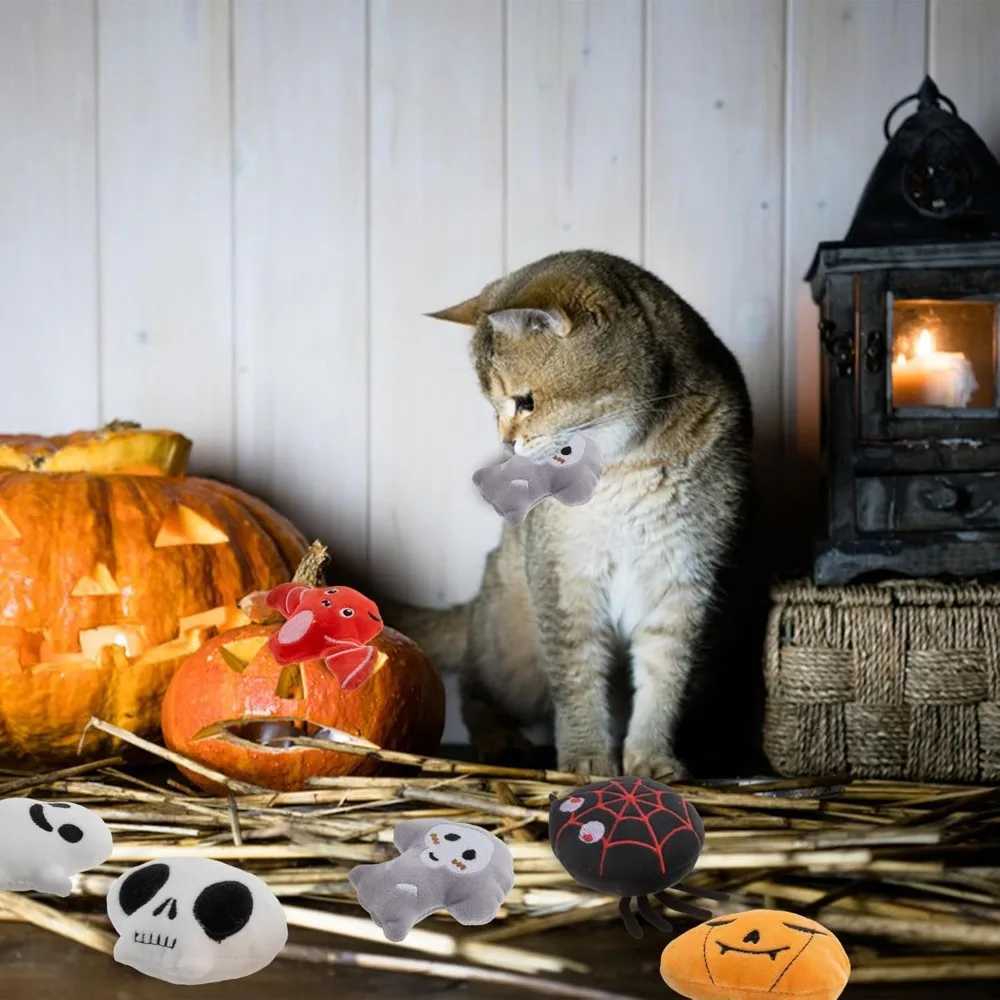 6pcs Halloween Catnip ToyIndoor Pumpkin Ghost Shaped Cat Toy Plush Interactive Chew Bite Toys for Cat Kitten Indoor Festive Hol X250918