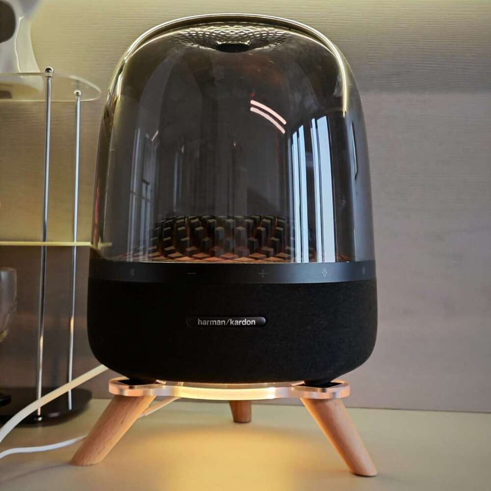 Harman Kardon Crystal Glass 3rd 4th Generation Speaker Base Desktop Stand Solid Wood Anti-Vibration Anti-Slip Rack