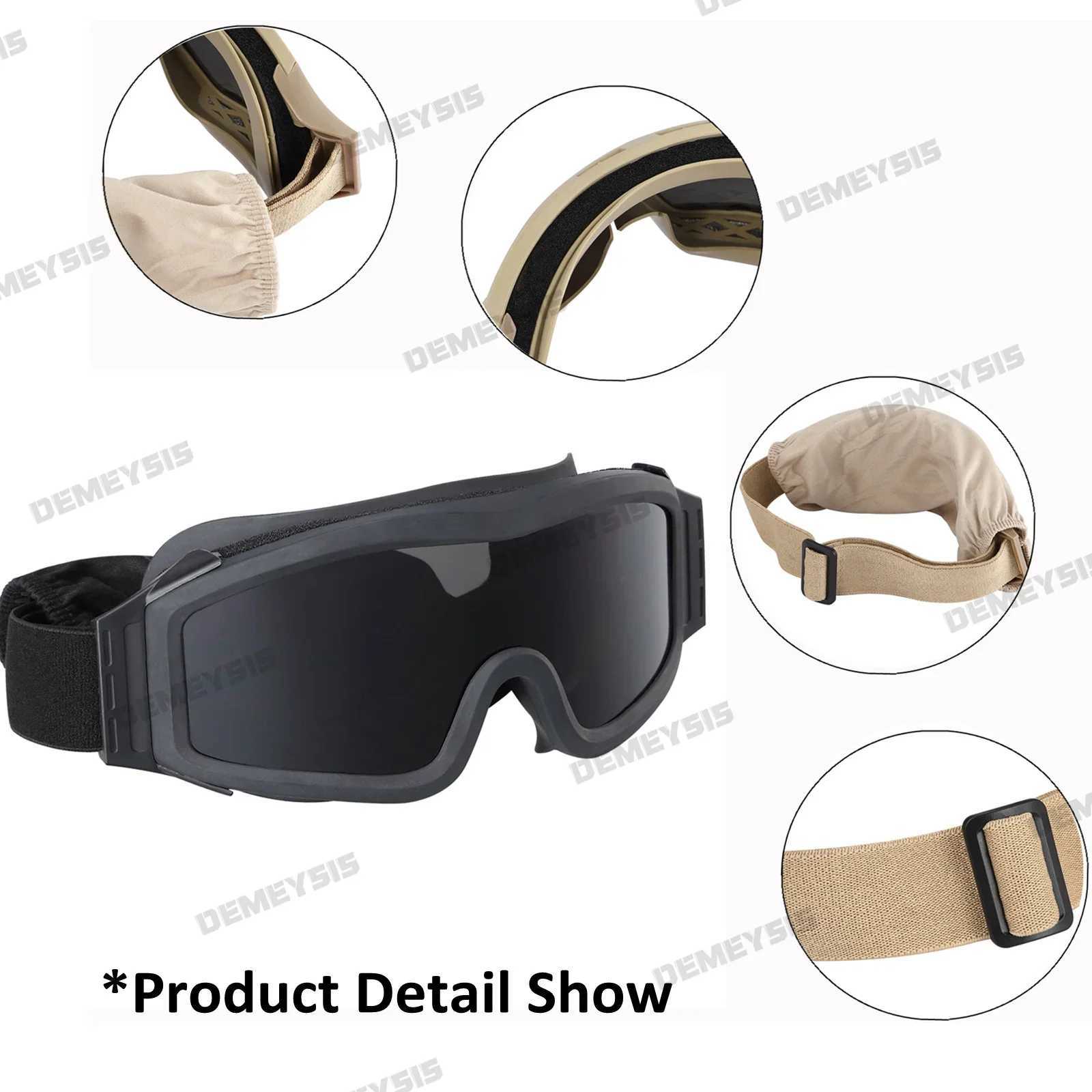 Airsoft Tactical Goggles Shooting Glasses Motorcycle Windproof Paintball CS Wargame Hiking 3 Lens Black Tan Green J250919