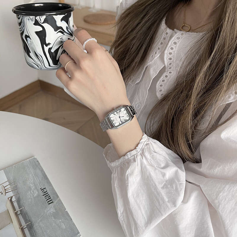 Rectangular Designer INS Style Women's Simple Elegant Chic Artistic Roman Numeral Steel Band Quartz Watch