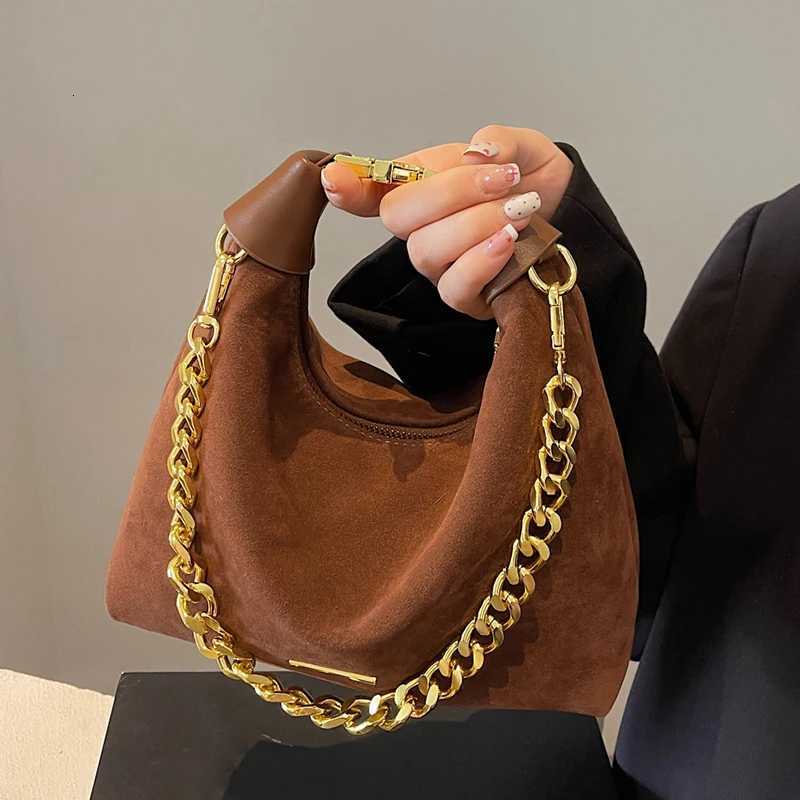 Fashionable and simple pure color suede material womens crossbody bag classic style personalized chain design womens casual bXJ250918
