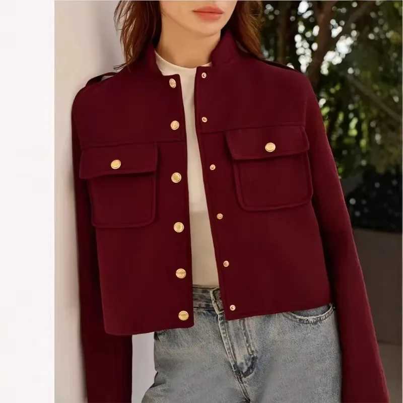Womens Retro Casual Jacket Fall Fashion Button Pocket Solid Slim Coat Streetwear Female Office Lady Warm Jacket Outfits Z250918
