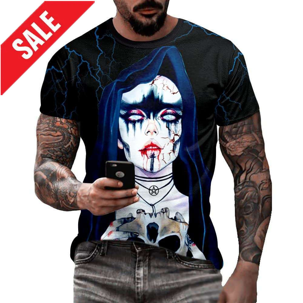 T shirt Mens Halloween T-Shirts 3D Print Short Sleeve T-Shirt Casual Neck Novelty Street Fashion Shirts tshirt graphic tee summer clothes Short sleeve