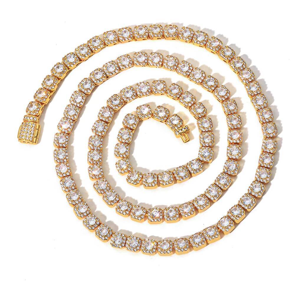 NUOYA 5mm Iced Diamond Tennis Chain Silver Plated Hip Hop Jewelry Inlaid Moissanite Thin Clustered Tennis Chain Necklace for Women