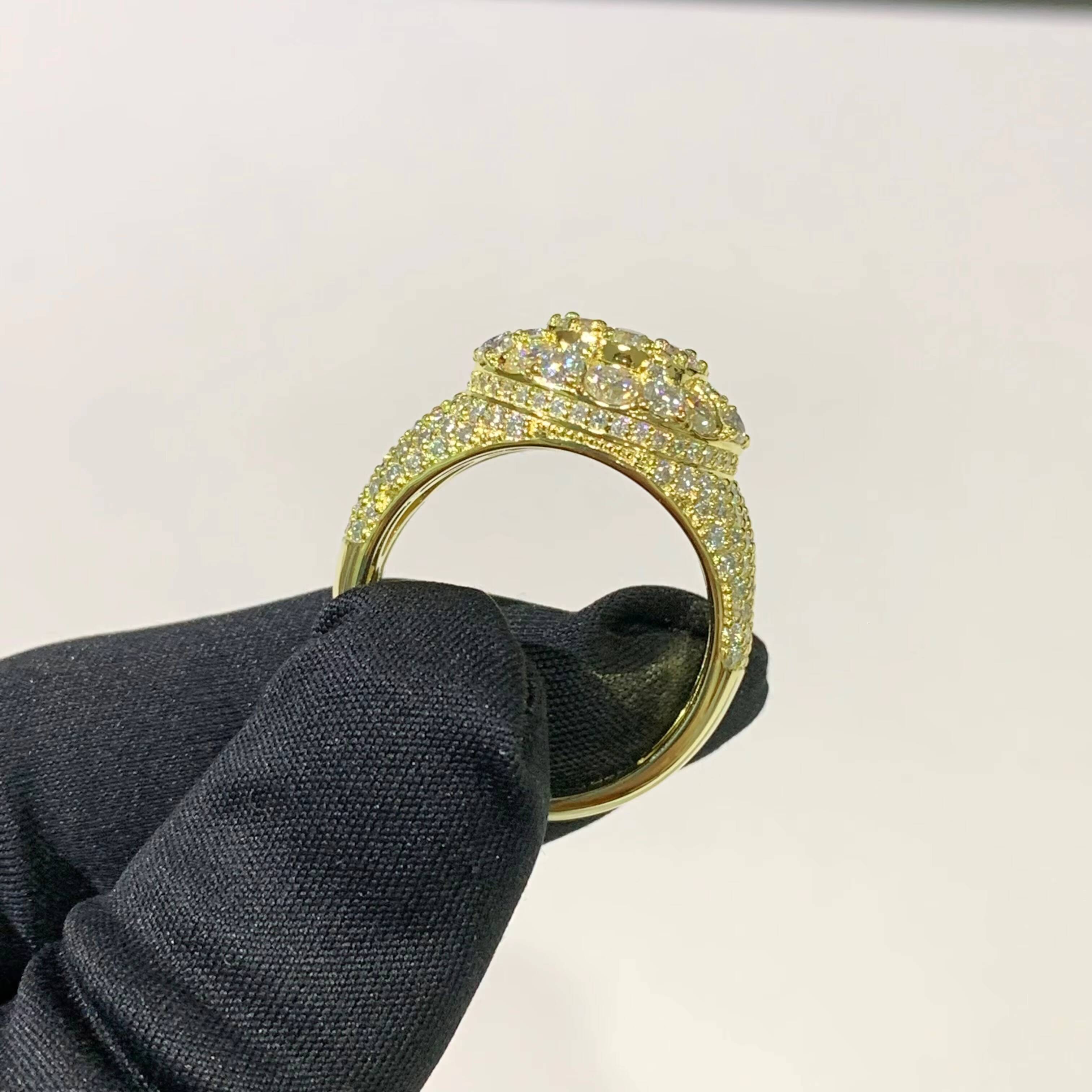 Hiphop Jewelry 14k 18k Gold Plated 925 Sterling Silver Mens Iced Out Diamond Moissnaite Ring HIPHOP Champion Ring