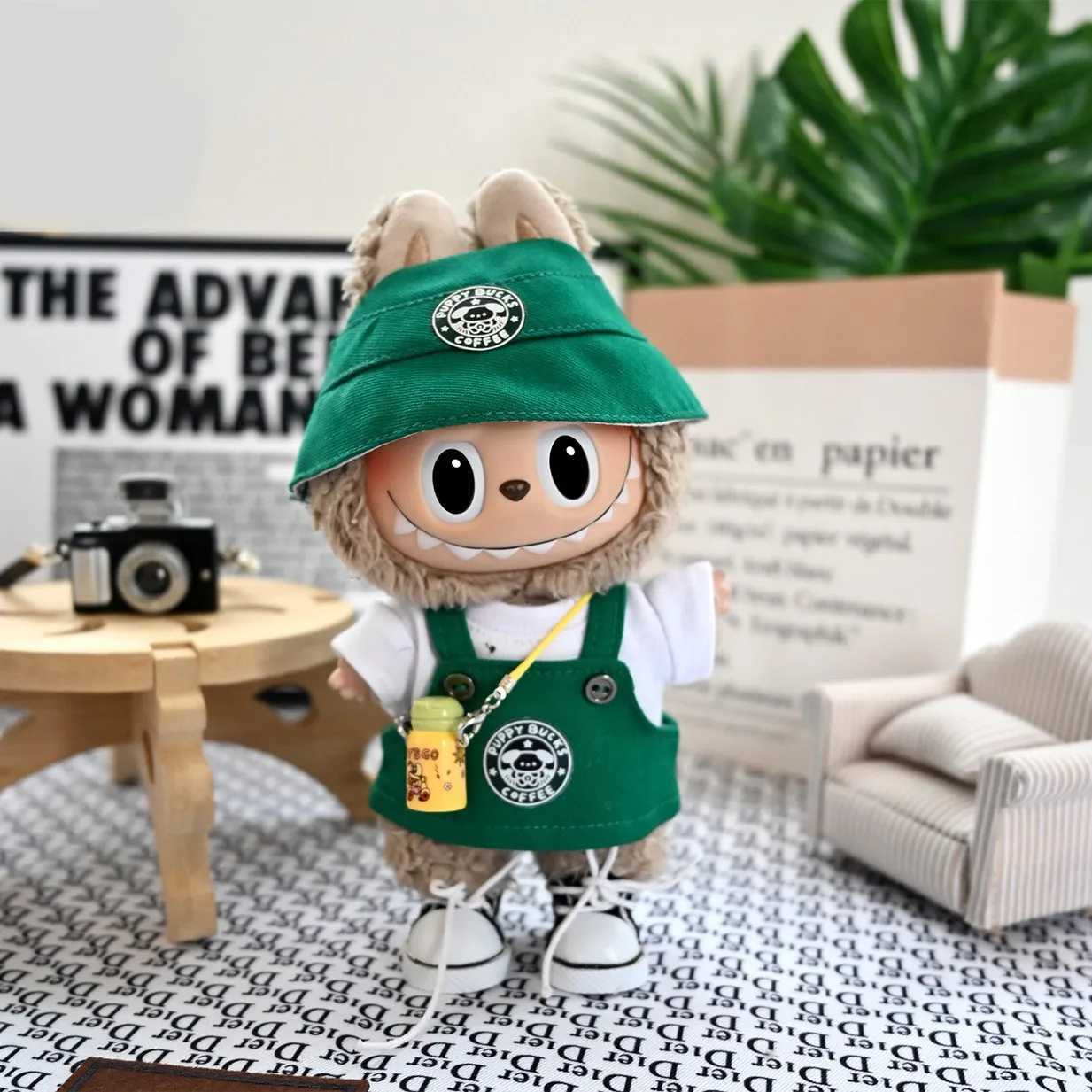 New Labubu 17cm Dolls Clothes The Monsters Outfit Accessories Clothing Cartoon Green Coffee Dress Shoes Bucket Hat V1 V2 V3 Use C250919
