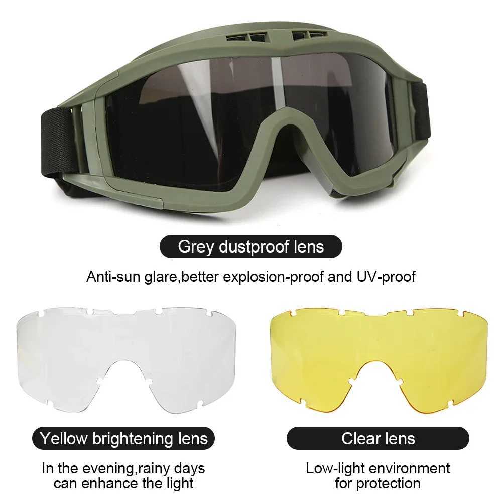 Tactical Goggles Mountaineering Sunglasses Windproof Sand Control Motocross Motorcycle CS Glasses 3 Color Lenses Replaceable J250919