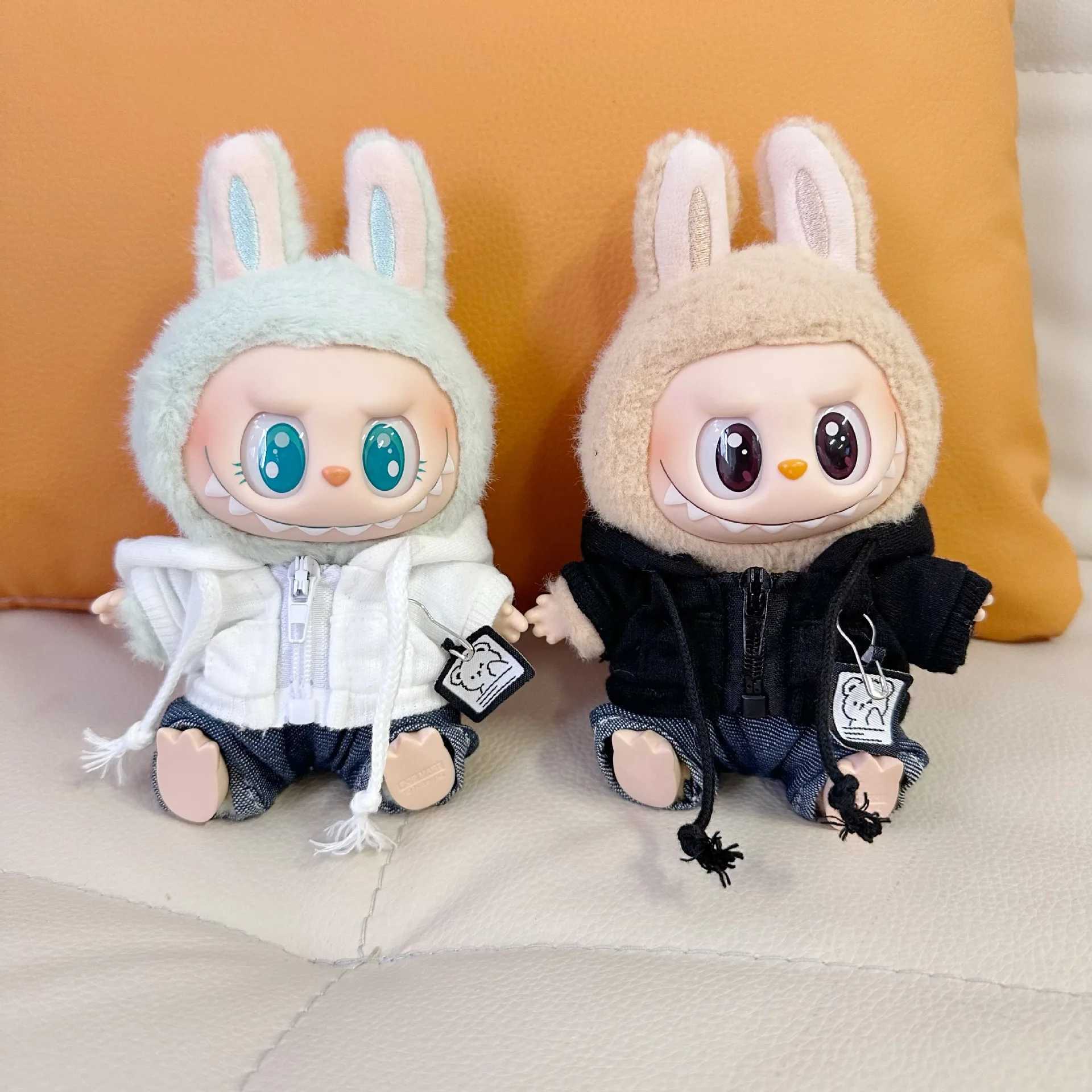 17cm Plush Dolls Clothes for Labubu The Monster Outfit Accessories Clothing DIY Kids Gift Hooded Sweatshirt Jeans Cool Boy C250919