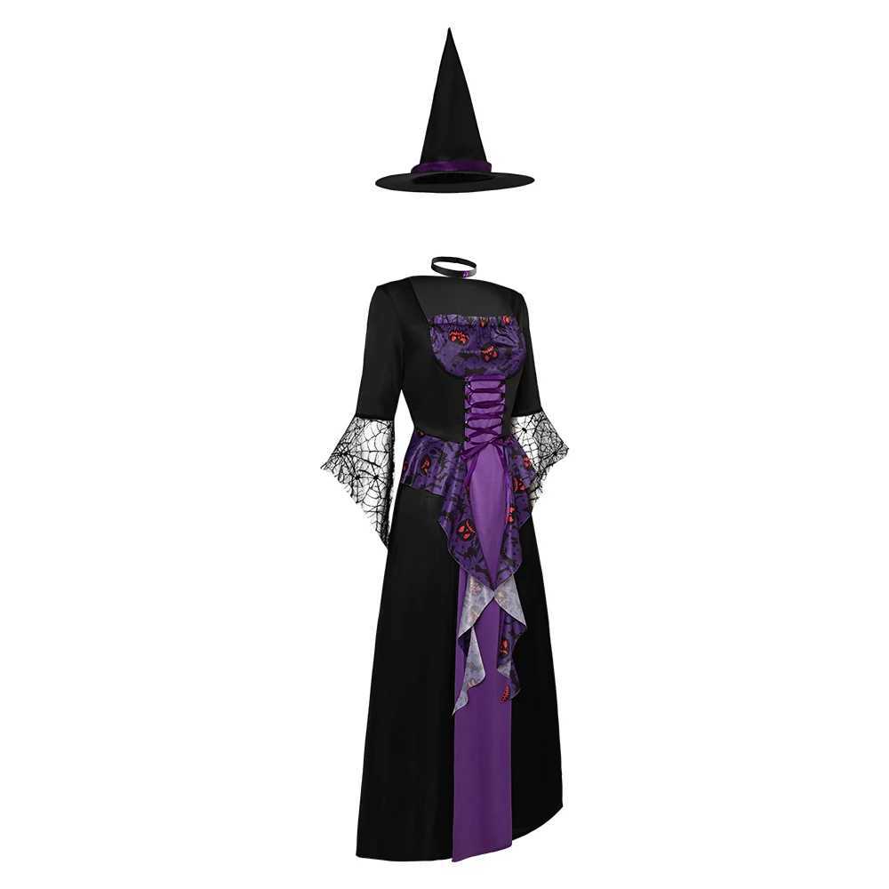 Women Fantasy Witch Cosplay Costume Adult Dress Hat Neckband Outfits Halloween Carnival Party Suit L250918
