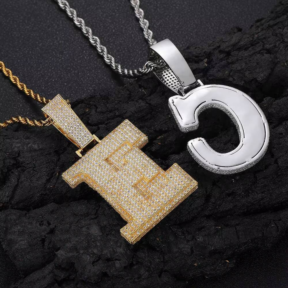 NUOYA New Style Capital Full Moissanite Letter Custom Iced Out Pendants Charms Diamond Pendant Custom Hip Hop Jewelry