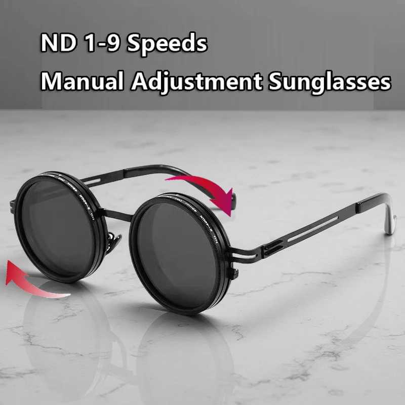 Men Polarized Fashion Adjustable Sunglasses Nd Filter Glasses ND9 Speed Dimming Sun Glasses Round Fishing Driving Eyewear UV400 J250919