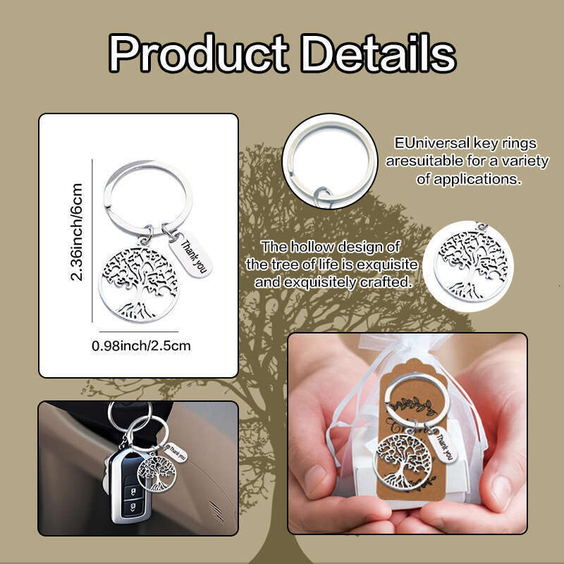 Ornament Heart Tree of Life Pendant Mother's Keychain Teacher's Day Thanksgiving Bag Key Ring Decoration