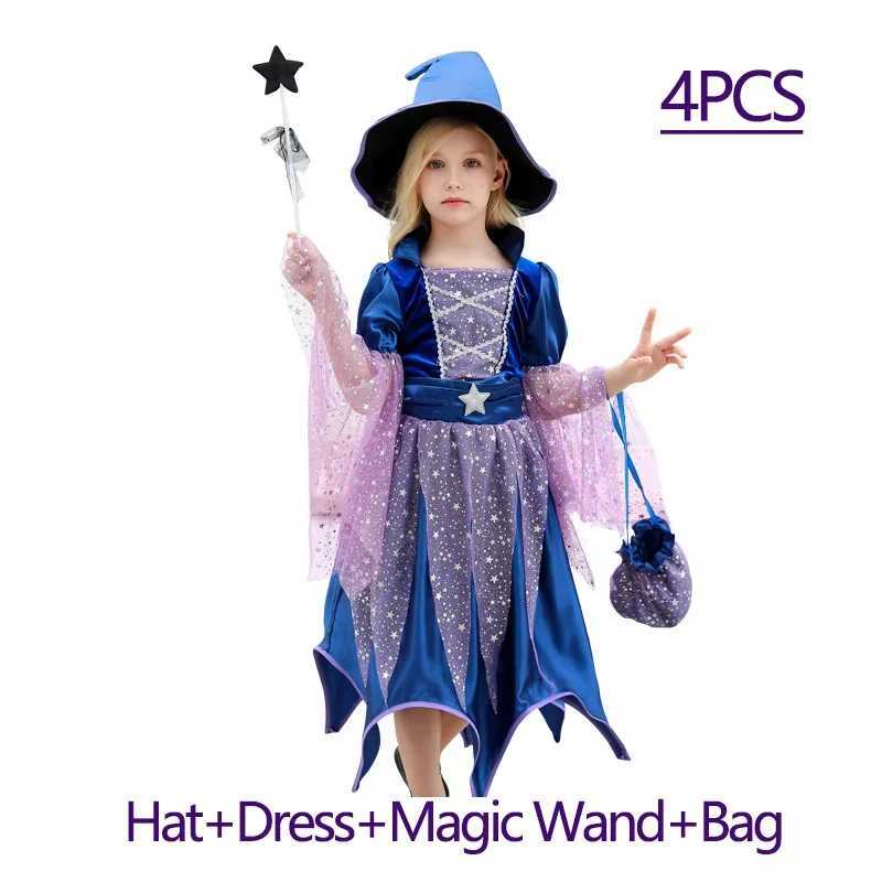Girls Halloween Witch Costume Children Cosplay Vampire Bat Red Riding Hood Dresses Kids Dress Up Clothes With Hat Carnival Party L250918