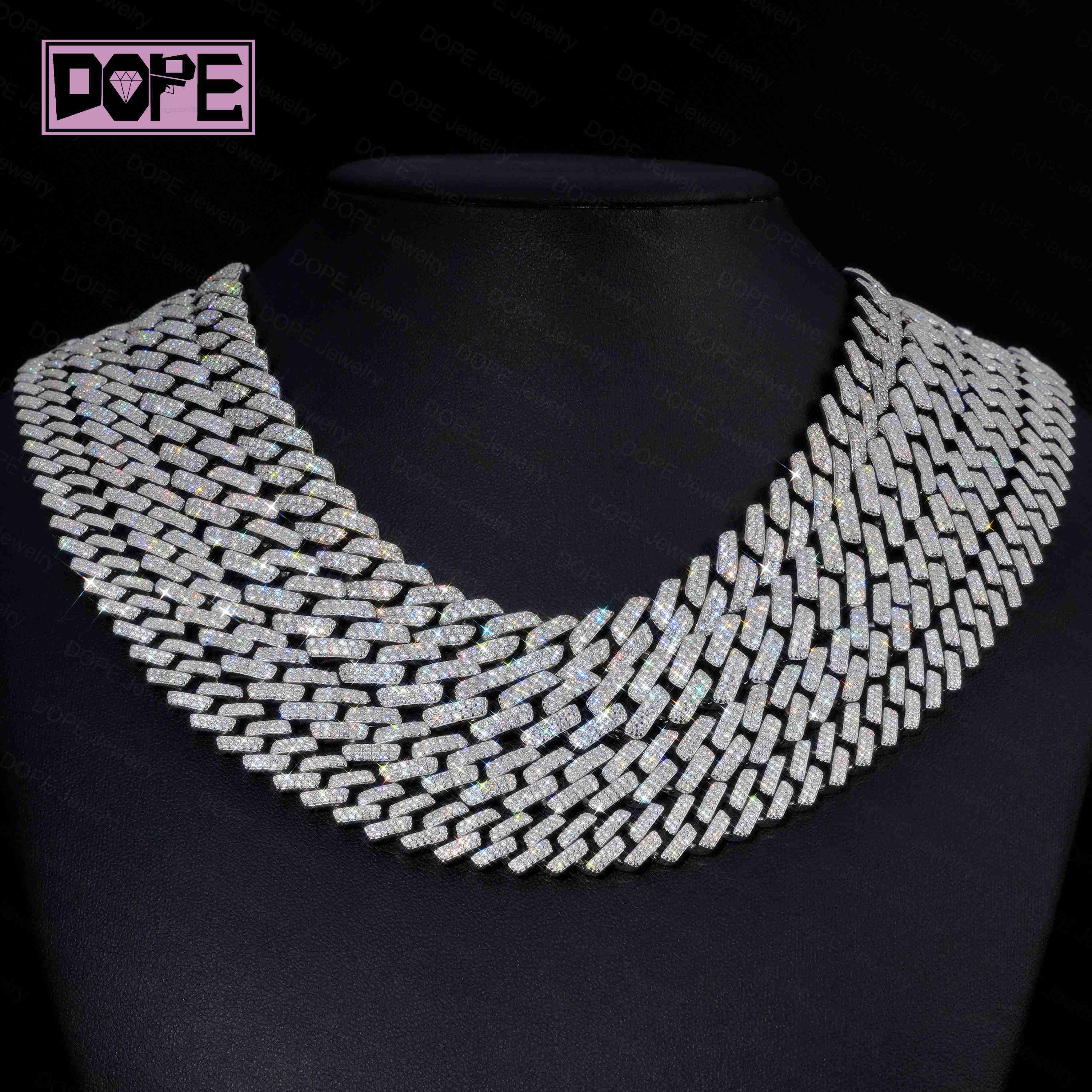 10mm New Arrival Moissanite Chain Cuban Link Hip Hop 925 Silver Iced Out Necklace Moissanite Cuban Chain