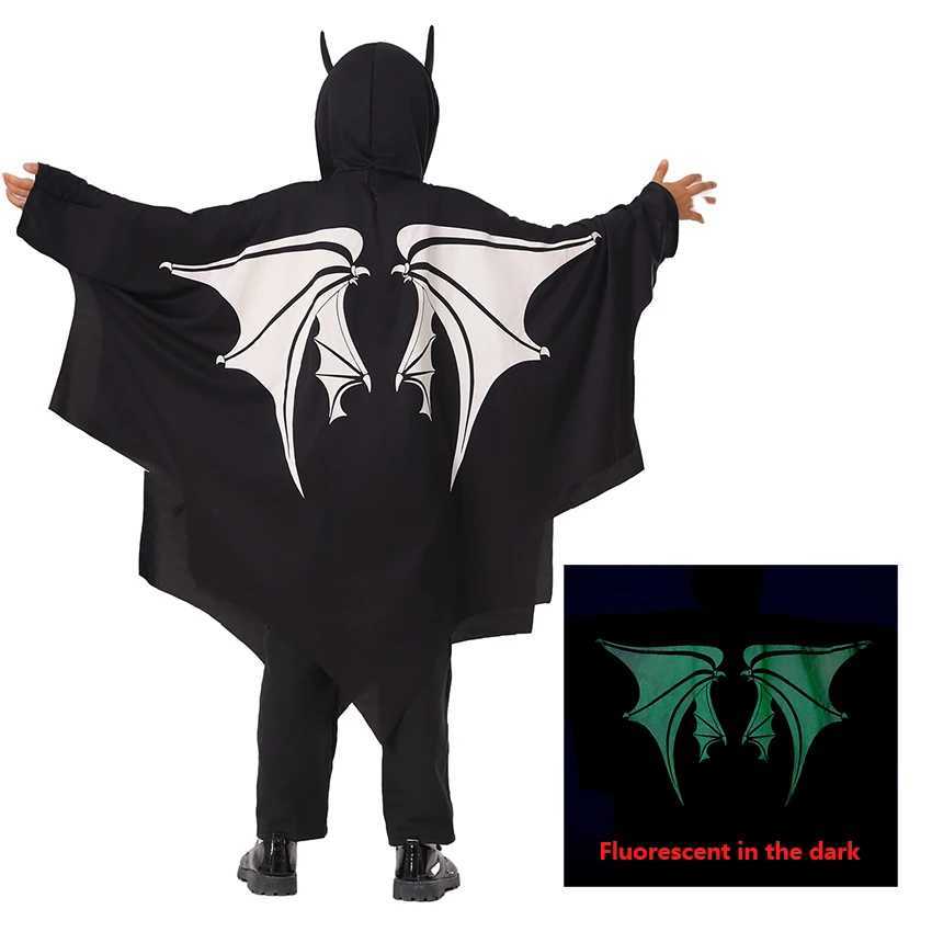 Scary Bat Grim Reaper Halloween Costume for Kid Funny Party Cloak Fluorescent In the Dark Ghost Cosplay Suit Carnival Festival L250918