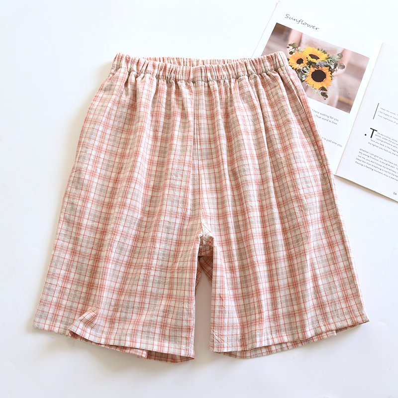 Men's washed cotton shorts, casual elastic waistband drawstring, lightweight summer beach shorts