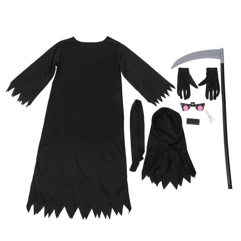 Child Creepy Red Eyes Fade In And Out Phantom Grim Reaper Glow In The Dark Costume Suit Cosplay Kids Halloween Carnival Party L250918