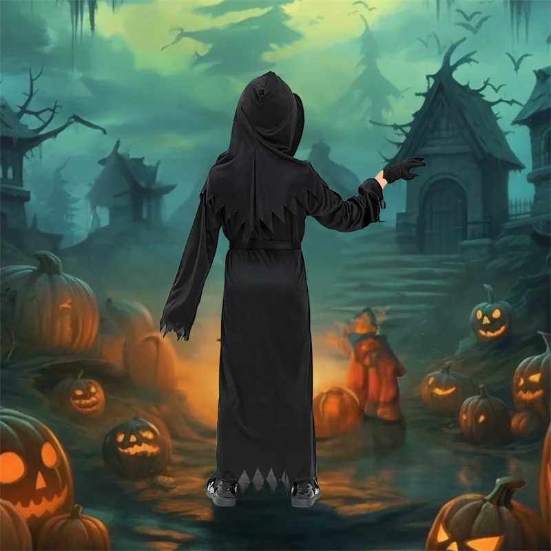 Boys Girls Halloween Grim Reaper Costume for Kids Role Play Cosplay Outfits L250918