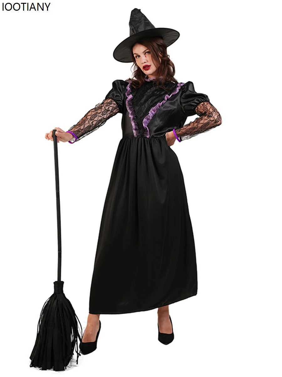 Kids Adult Black Witch Cosplay Costumes Halloween Evil Wizard Parentchild Fancy Dress Carnival Party Stage Performance Dress Up L250918