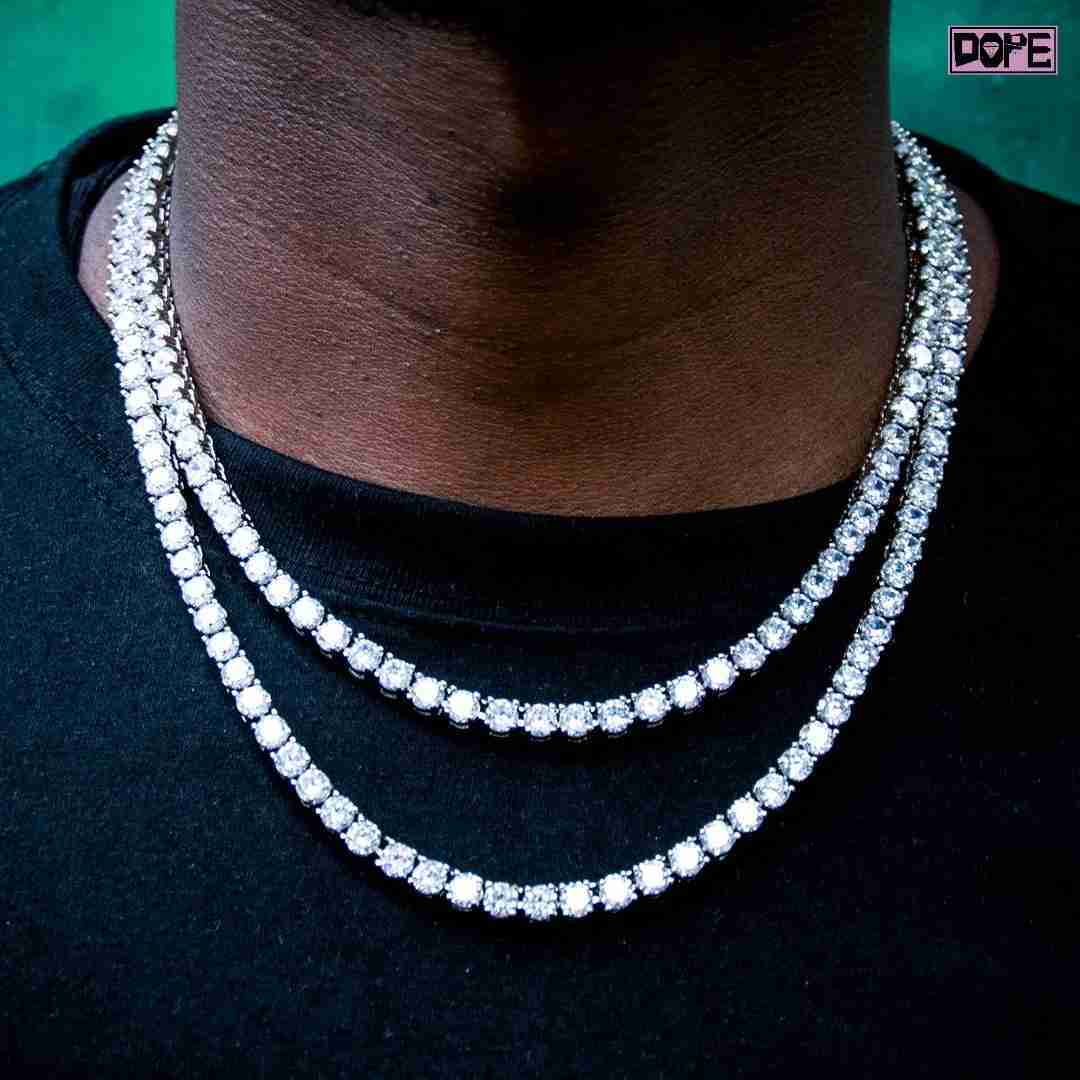 FaMoissaniteory 5mm Tennis Chain Hip Hop Men 925 Silver White Gold Plated Iced Out VVS Moissanite Tennis Chain