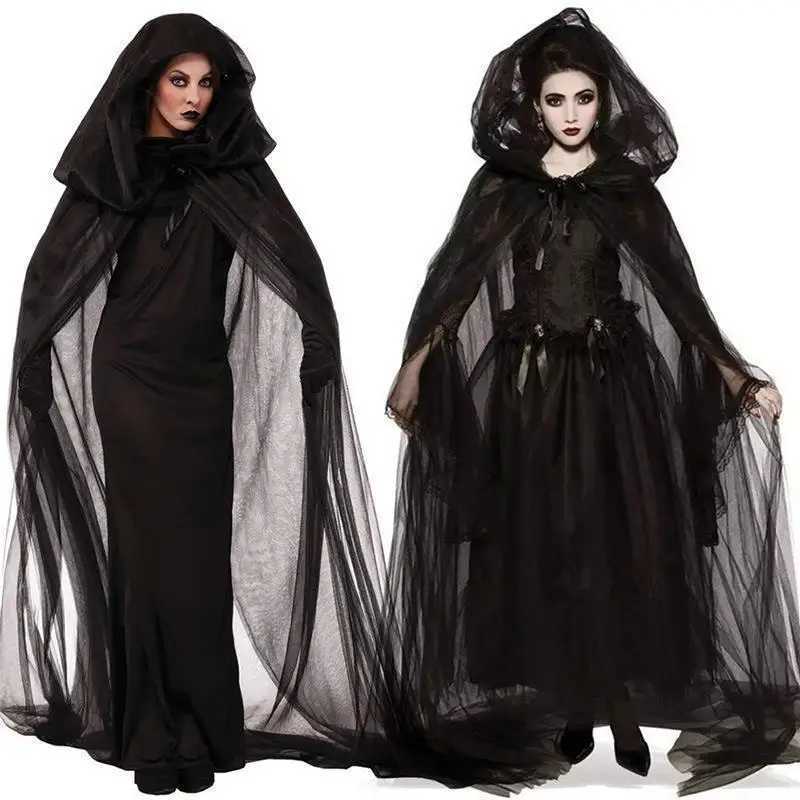 Halloween Costume Ghost Bride Witch High Quty Vampire Game Soft Costume Horror Demon Costume Black Gauze Dress L250918