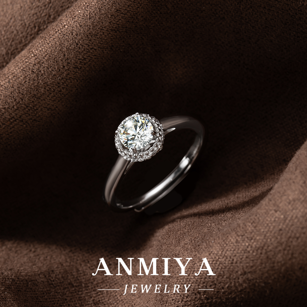 Custom Adjustable Silver Jewelry - Flexible 925 Sterling Silver Moissanite Ring with Slide Resizing Mechanism