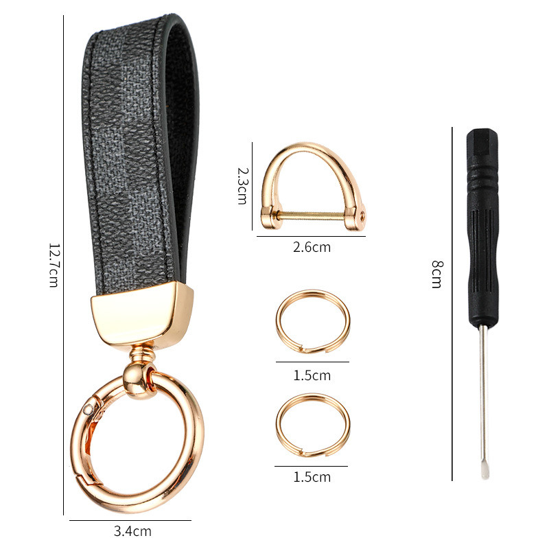 Trendy Brand Presbyopic Keychain Key Ring Car Waist Hanging Unisex Leather Rope Pendant