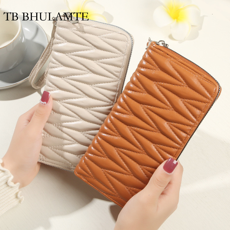 TB BHULAMTE Designer Luxury New Women's Zipper Wallet Fashion European And American Large Capacity Soft Handbag Trendy Mobile Phone Bag Card Bag