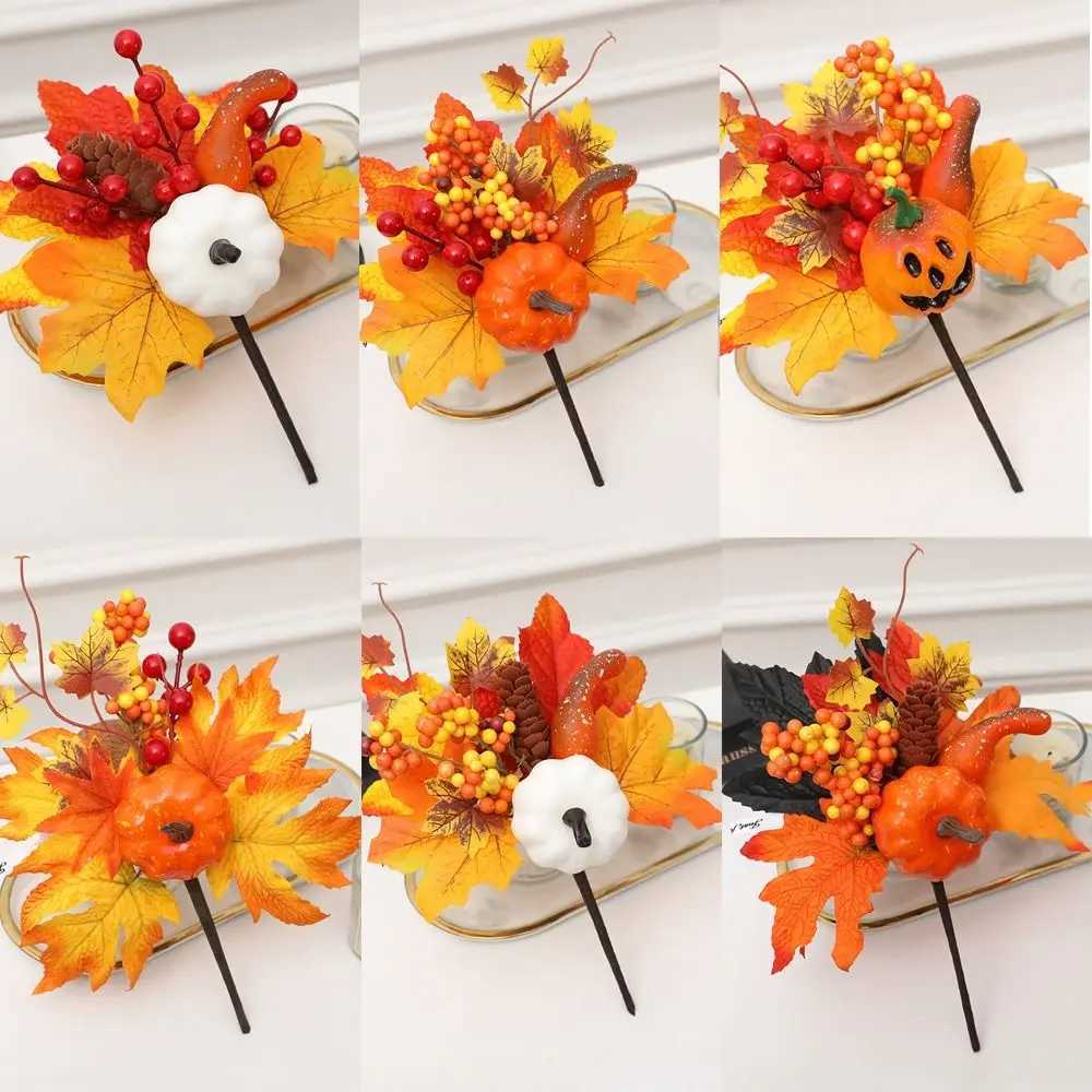 Artificial Maple Leaf Pumpkin Berry Branches Harvest Autumn Decoration Ornament Halloween Decor for Home Thanksgiving DIY Crafts C250919