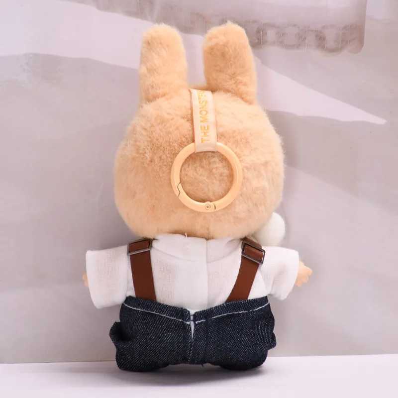 17cm Labubu Dolls Clothing Cute Mini Plush Dolls Clothes The Monster Outfit Accessories Spring Overalls Flower Hat FE01S C250919