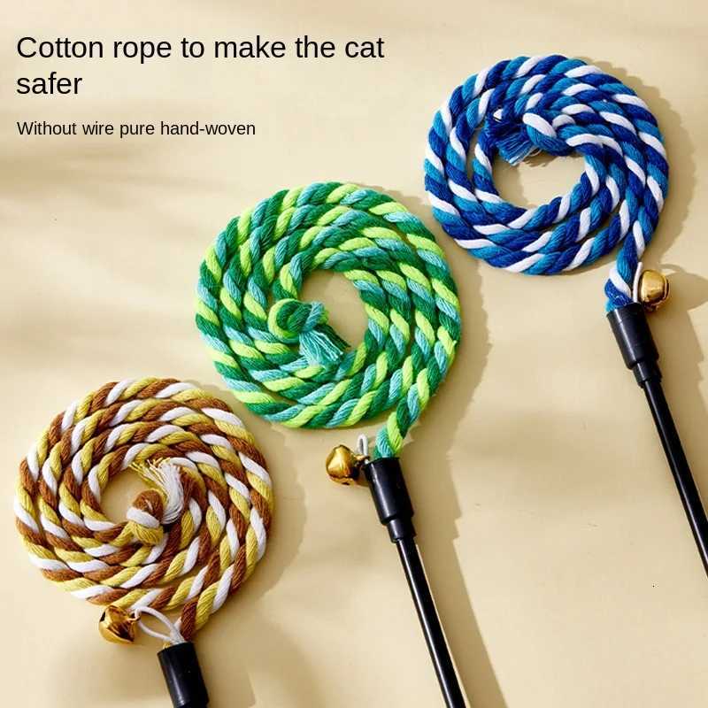 Simulation Feather Interactive Cat Toy Satin Ribbon Bell Cat Stick Toys Kitten Playing Teaser Wand Toy Cat Supplies Accessories X250918