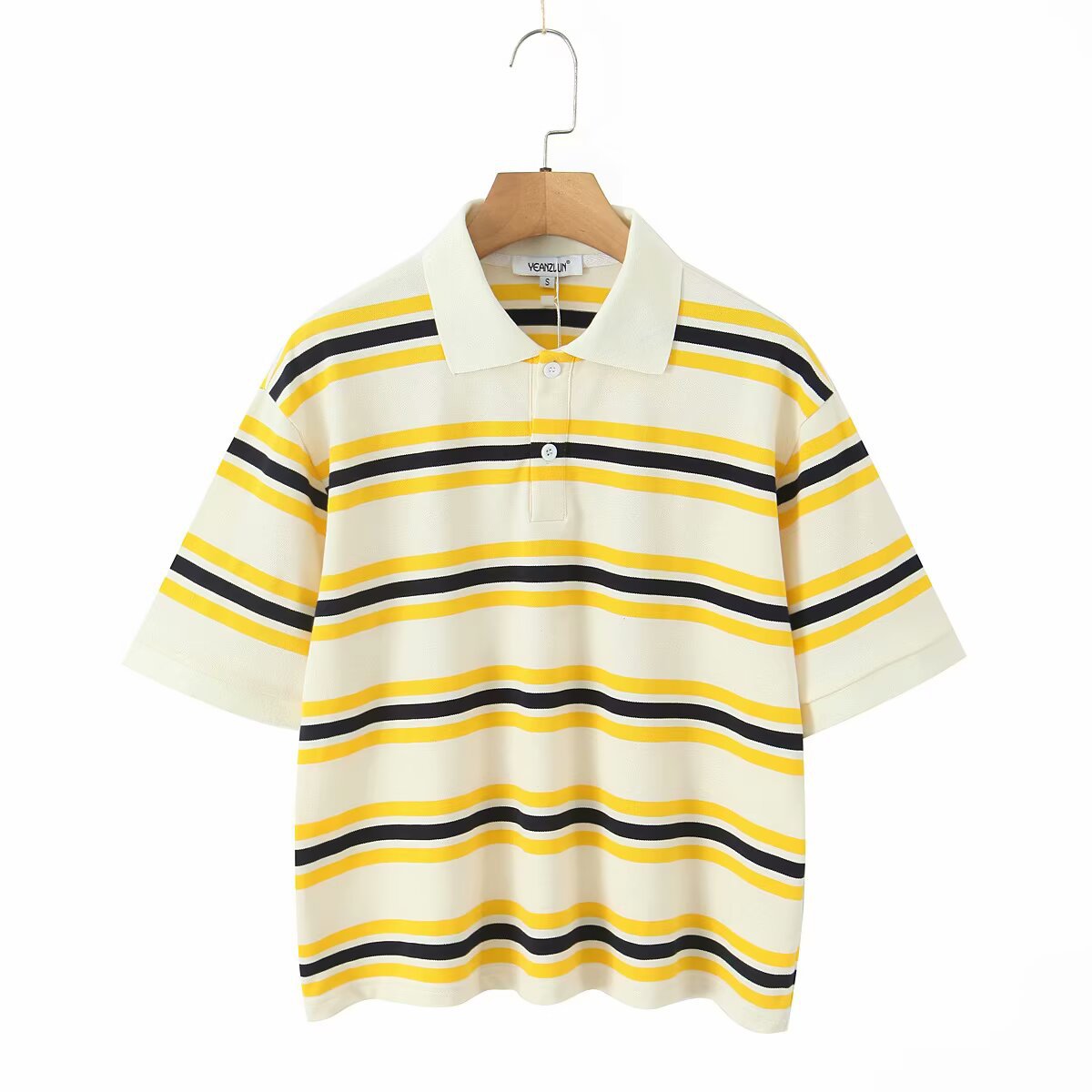Women's Polos Y2K Loose Polo Shirt Oversized Striped Color Blocked Hip Hop Street Graphic T Gothic Harajuku Embroidered Unisex Shirts