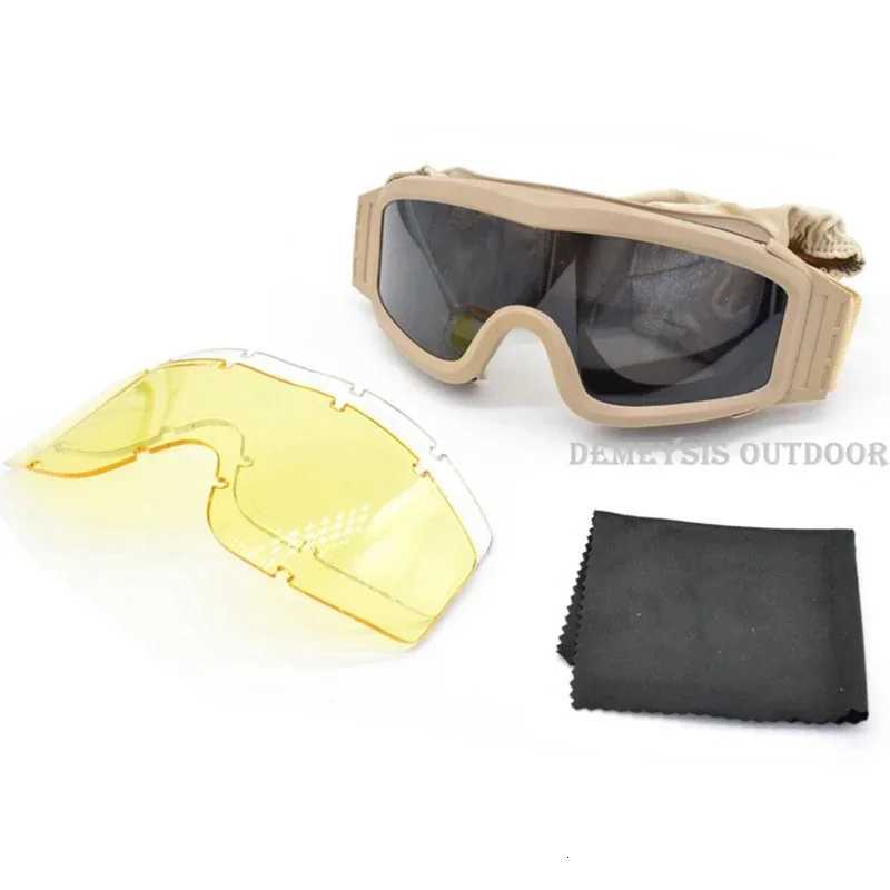 Tactical Goggs with 3 ns Combat Glasses Airsoft Paintball Eye Protection for Cs Wargame Motorcyc Hiking Y250919