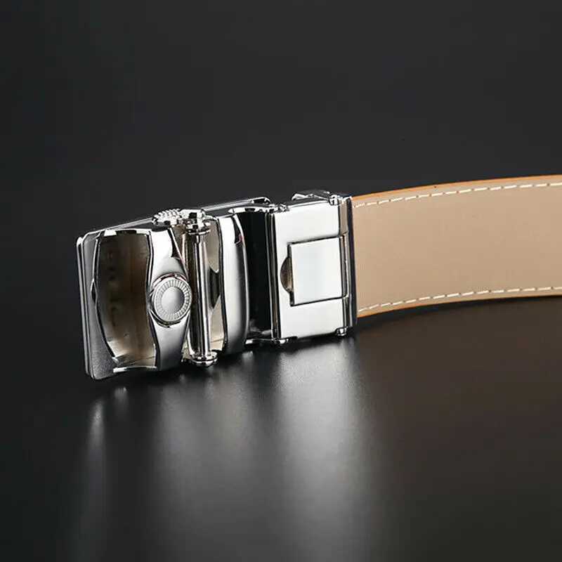 Men Automatic Buckle Ratchet Belt PU Leather Ratchet Belt Suitable for up with Jeans Z250919