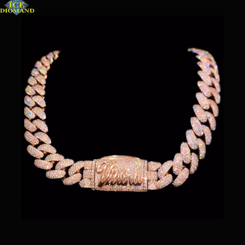 High Quality Customized Trend VVS Moissanite Diamond Cuban Bracelet Chain Hip Hop Style Iced Cuban Necklace Mens and Womens Jewelry