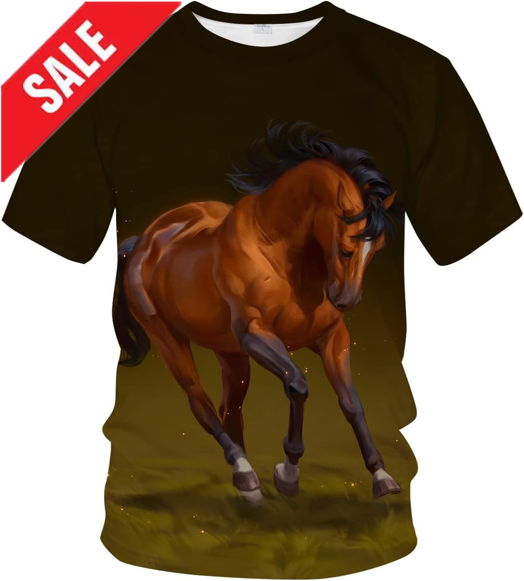 Mens T shirt Mens Horse T Shirt Summer Short Sleeve Tees Tops Animal Theme Shirt Anime Graphic Shirt T-Shirt Shirts Tshirt Graphic Tee Casual Tops Clo