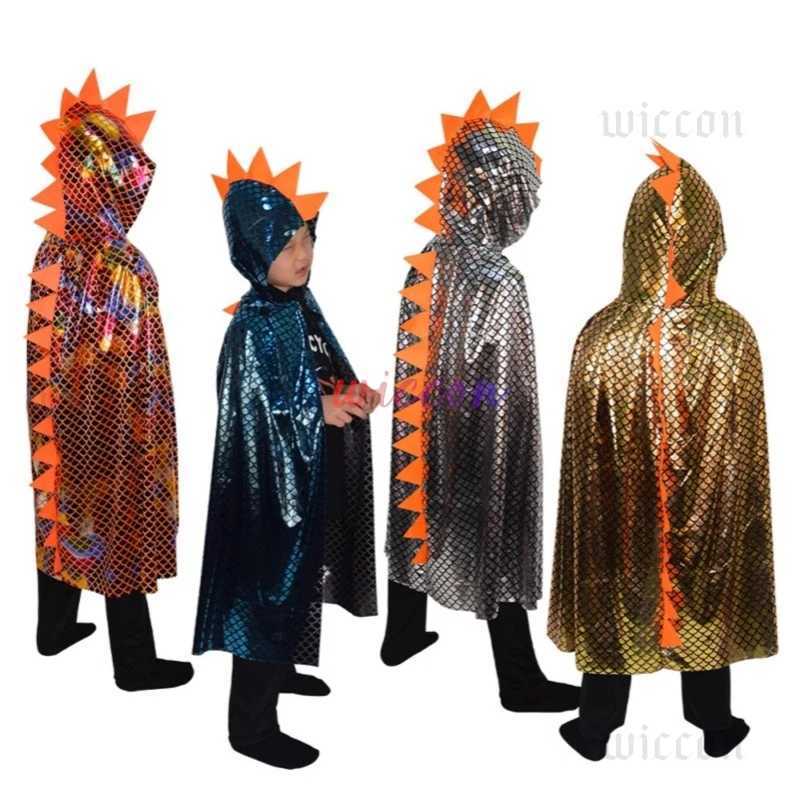 Dinosaur Cape Halloween Cosplay Costume Hooded Cloak for Boys Girls Wizard Cosplay Boys Costume Halloween Party Cloak L250918HNC0