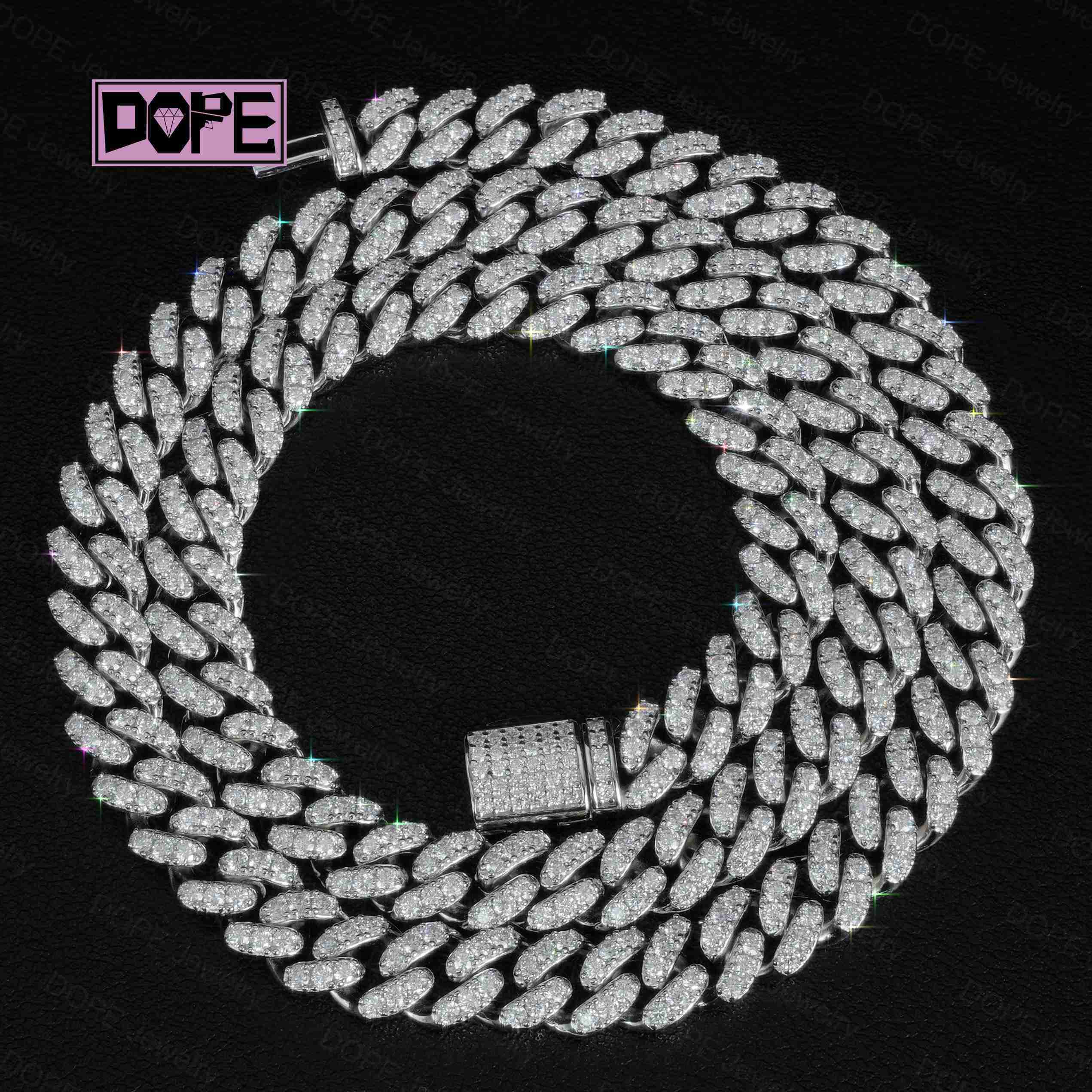 8MM Hiphop Moissanite Chain 925 Silver VVS Diamond Men Women Miami Moissanite Cuban Link Chain