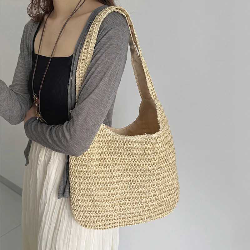 Fashion Straw Women Shoulder Bags Paper Woven Female Handbags Large Capacity Summer Beach Straw Bags Casual Tote Purses Z250915