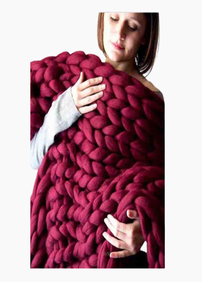 chunky wool blanket thick large yarn roving knitted winter warm throw sofa bed blankets6506355