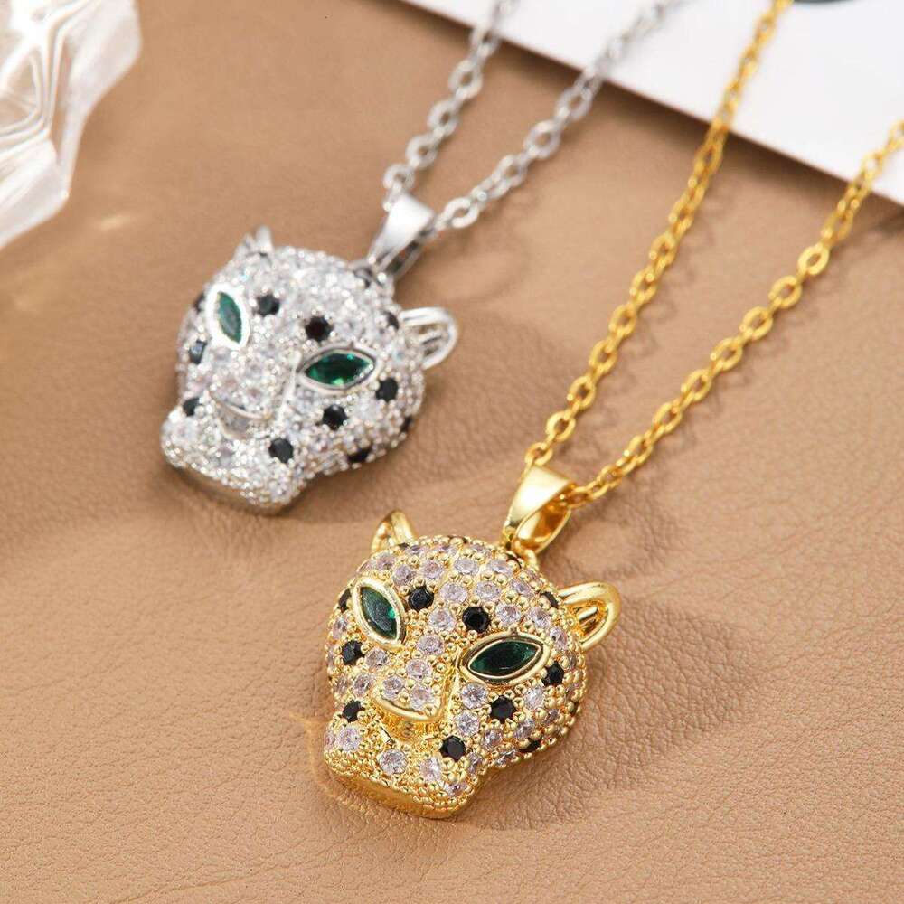 Fashion Trendy Leopard Pendant Collarbone Chain Women's Hip Hop Cheetah Necklace Accessories
